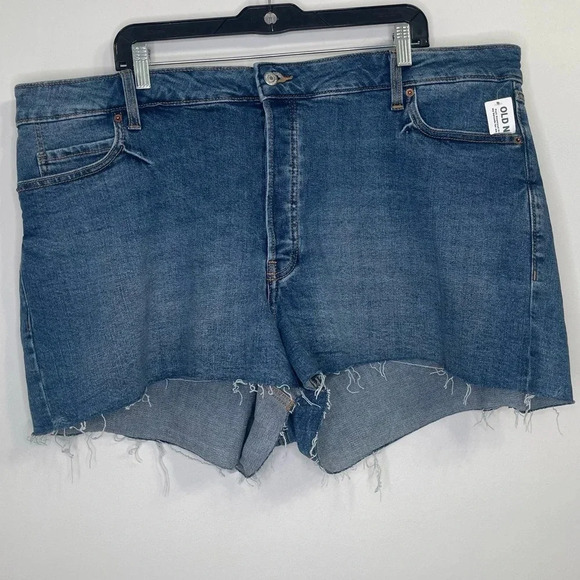 Old Navy Higher High-Waisted Button-Fly Sky-Hi A-Line Cut-Off Jean Shorts - Picture 1 of 2